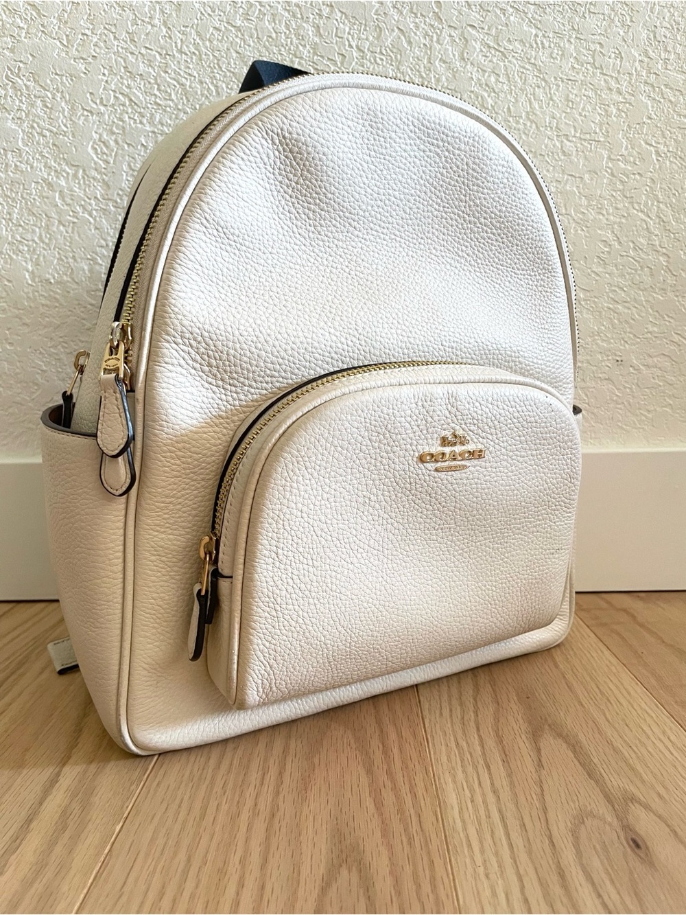 COACH Court Backpack in Pebble Leather (Chalk/White) School Fall Academia Preppy - Picture 2 of 12